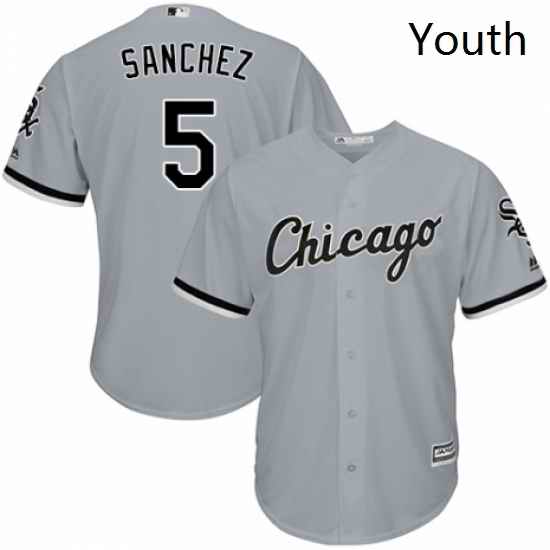 Youth Majestic Chicago White Sox 5 Yolmer Sanchez Authentic Grey Road Cool Base MLB Jersey